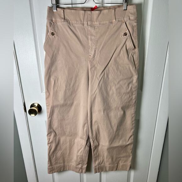 Spanx Stretch Twill Cropped Wide Leg Pant Pale Pink 1X - Picture 2 of 7